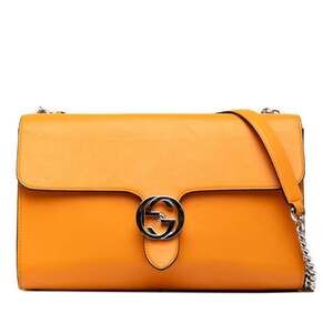 GUCCI Authentic Orange Leather Shoulder Bag
